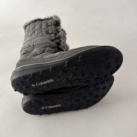 Columbia Waterproof Omni-Grip Tall Black Faux Fur Lace Up Winter Snow Boots 8.5 - Picture 5 of 9